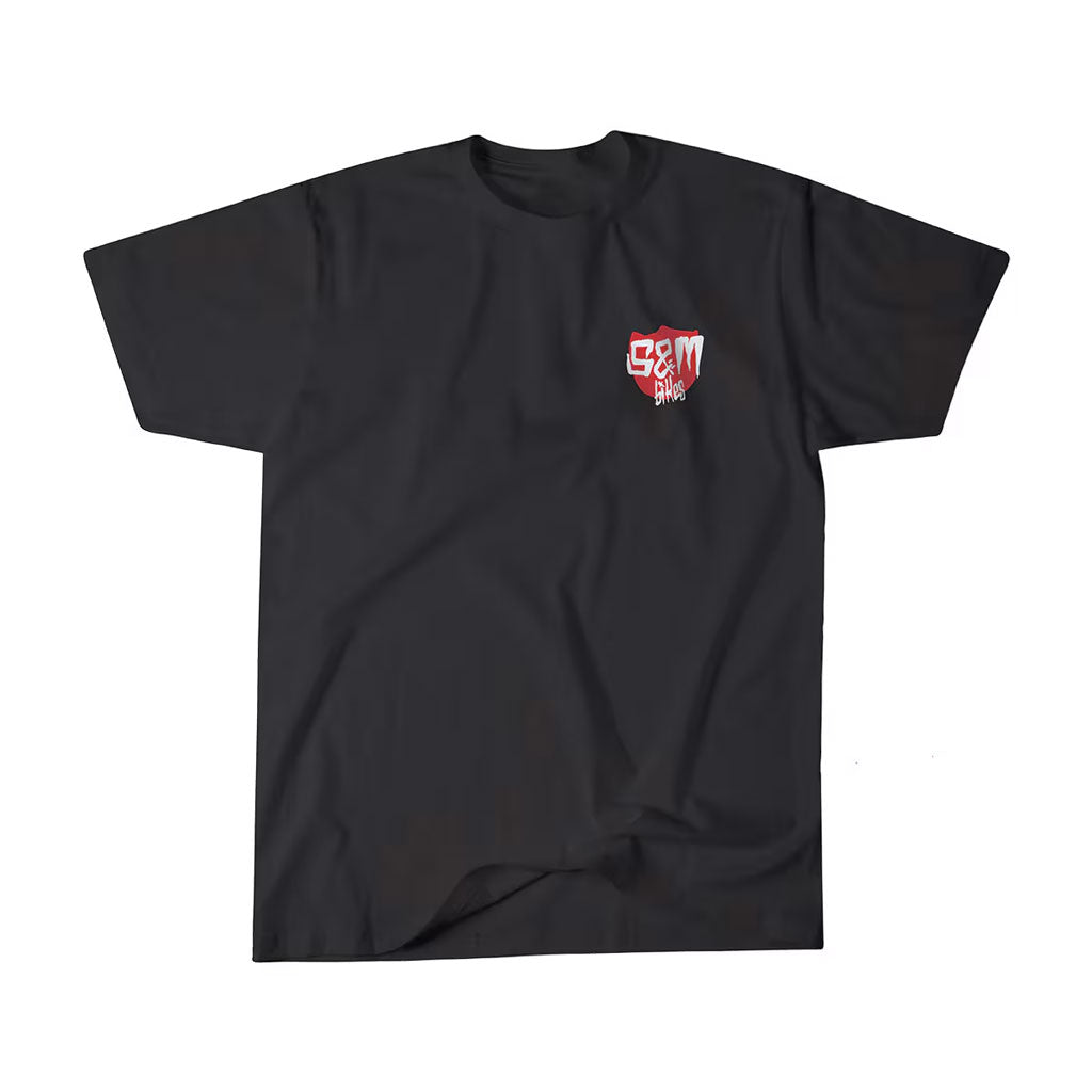 S&M SKULL SHIELD T BLACK