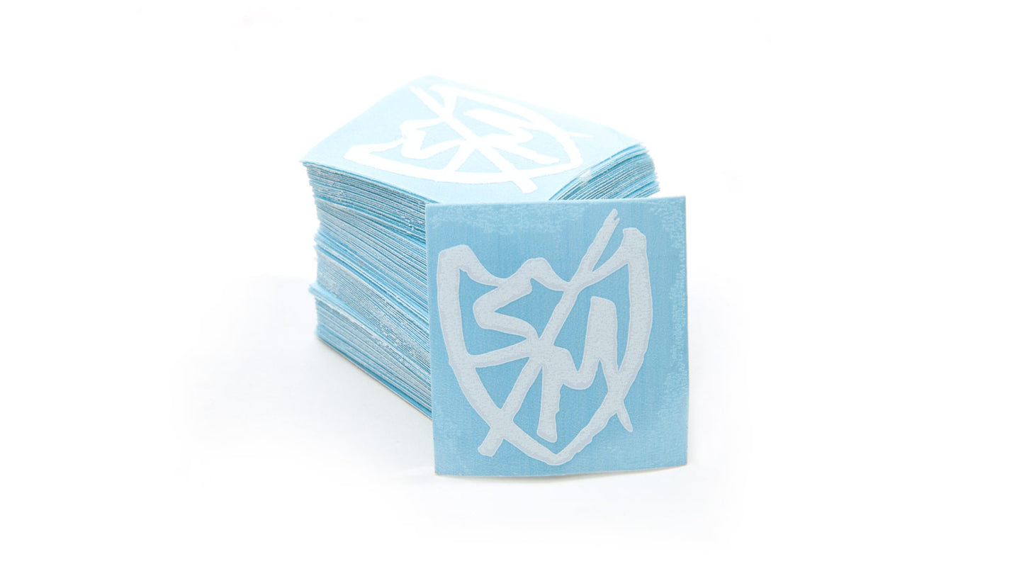 S&M DIE CUT WHITE SHARPIE SHIELD STICKERS 4CM X 4CM