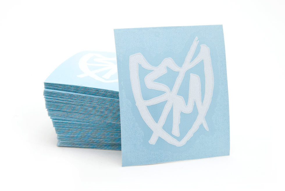 S&M DIE CUT WHITE SHARPIE SHIELD STICKERS LARGE 6.4CM X 6.4CM