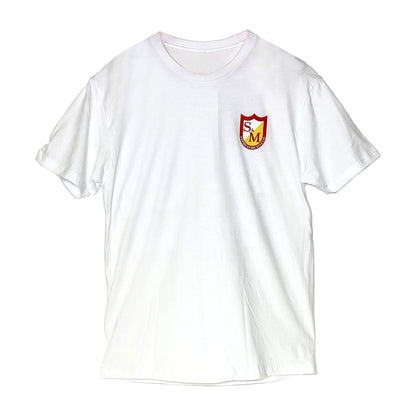 S&M CLASSIC SHIELD T - WHITE W/FRONT AND BACK PRINT