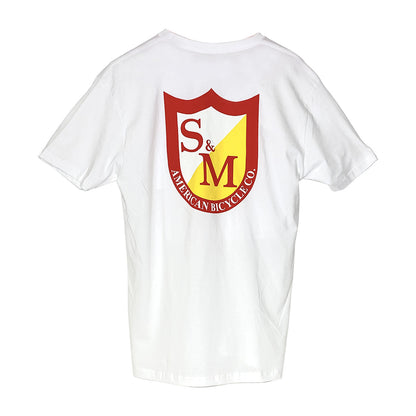 S&M CLASSIC SHIELD T - WHITE W/FRONT AND BACK PRINT