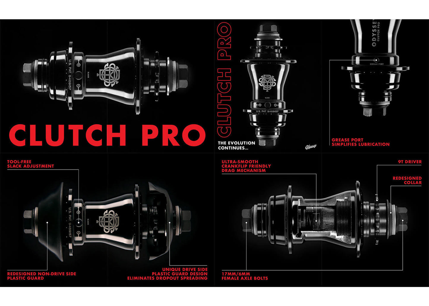 ODYSSEY CLUTCH PRO FREECOASTER LHD HUB W/GUARD BLK