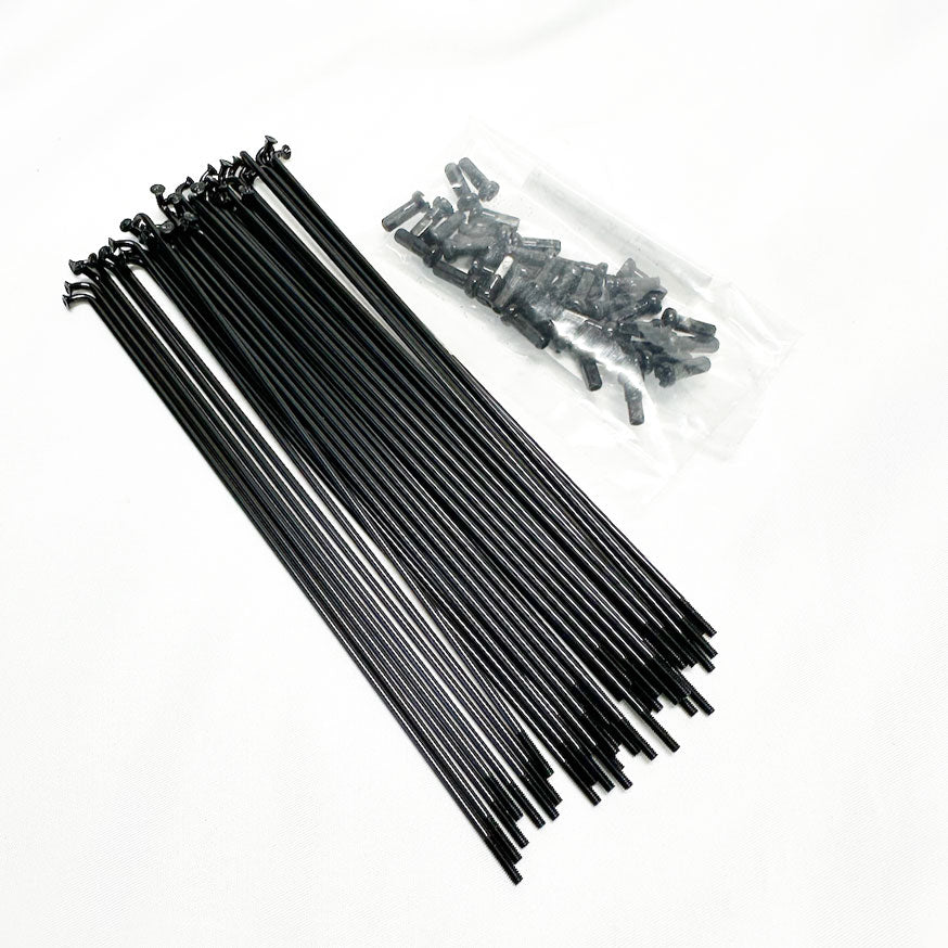 JYKK STEEL SPOKES & NIPPLES SET 40pcs( 136mm or 138mm) BLACK 40本セット